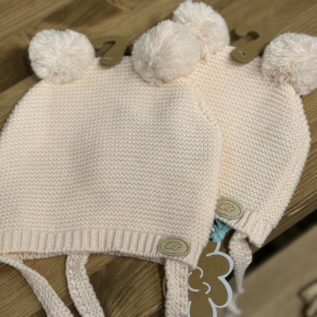 GORRO BEBE DOS POMPONES ROSA