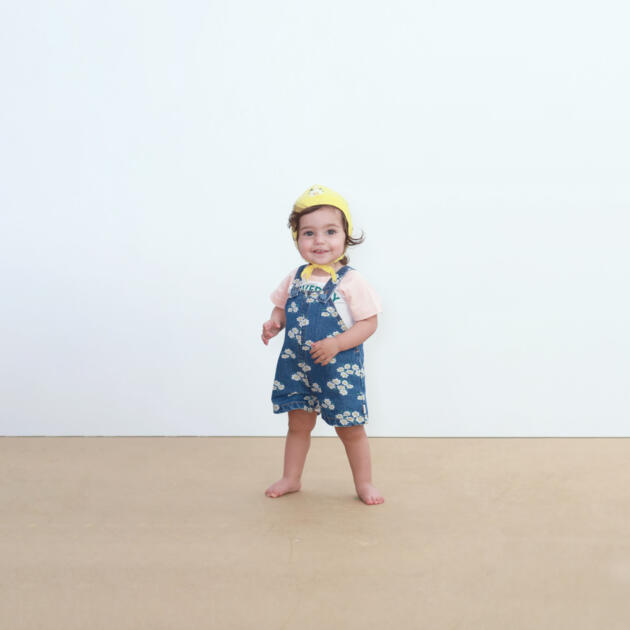 BLOSSOMS DENIM SHORT DUNGAREE