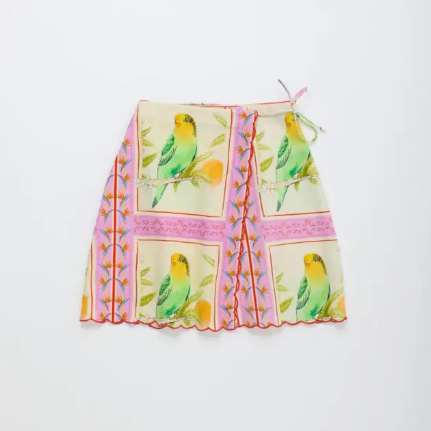 BIRDS PATCHWORK SKIRT