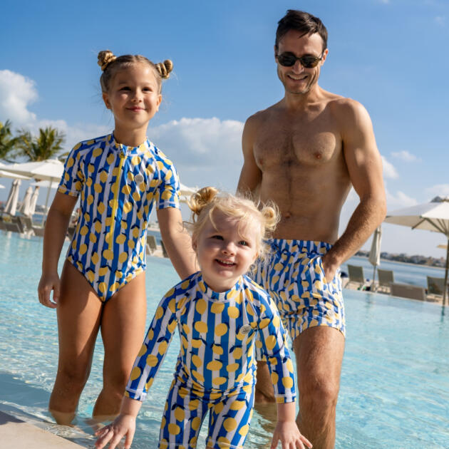 GIRL SWIMSUIT SHORT LIMONCELLO STRIPES