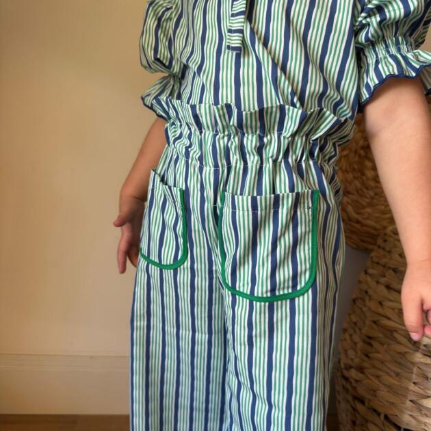 CONJUNTO RAYAS VERDES Y AZUL