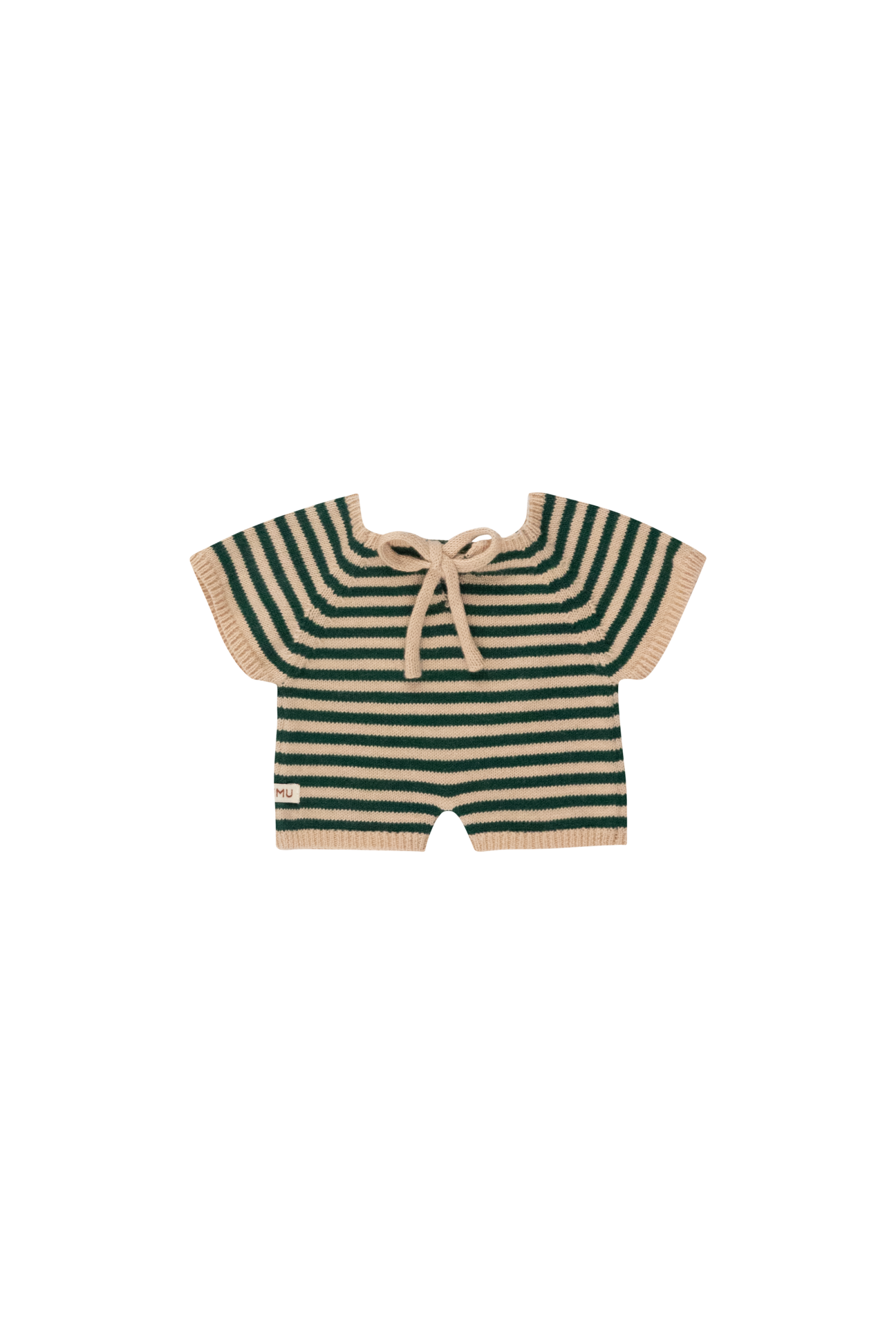 GOMMU MICRO STRIPES SHORT ONE PIECE LIGHT CREAM/SOFT GREEN - Imagen 2