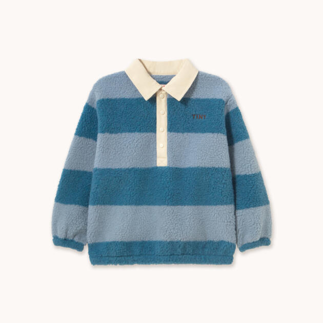 SUDADERA POLAR SHERPA RAYAS AZULES