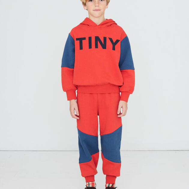 SUDADERA CON CAPUCHA COLOR BLOCK ROJO