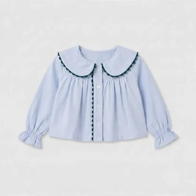 BLUSA PETER PAN CELESTE Y VERDE